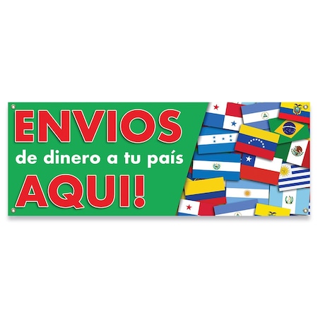 Signmission Enva Dinero a Tu Pas Aqu Banner Concession Stand Food Truck Single Sided B-30053